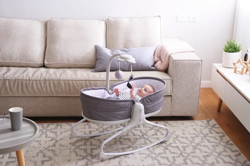 Transat Rocker Napper Evolution Gris Chine, tiny love bleu — vue 1 sur 3