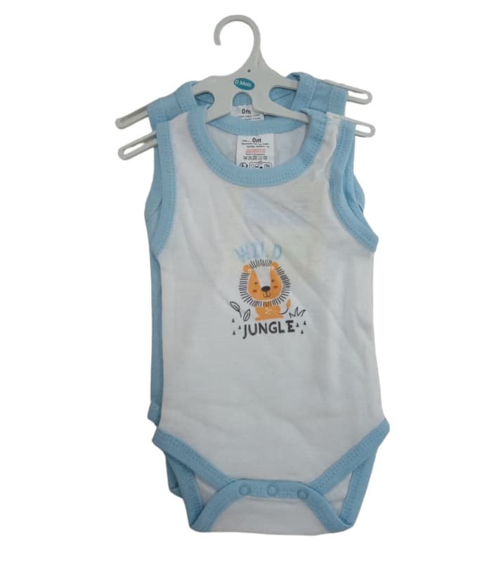 2 Bodys Bretelle 0-3m Beige/bleu — vue 2 sur 2