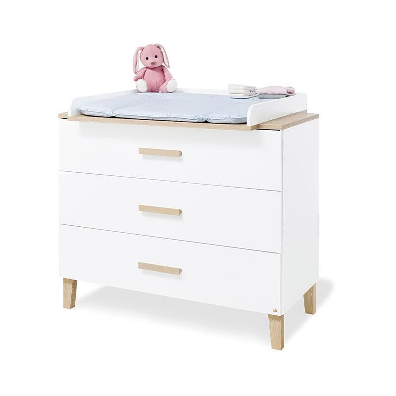 Chambre de Bebe 'lumi' Large Grande Lit de Bebe Evolutif | Commode a Lang, blanc peah-23 — vue 2 sur 5