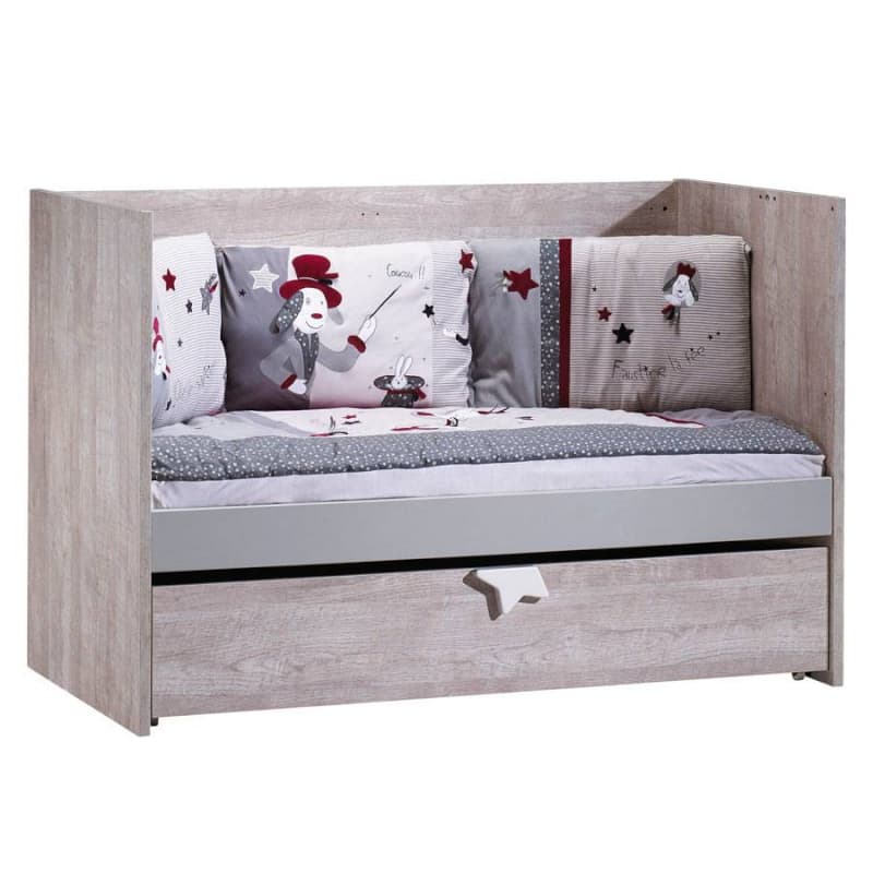 Lit Evolutif en 90x190 et 140x190 Kit Transformat, nova sauthon easy gris/decor gris loft l144 h96 p — vue 2 sur 4