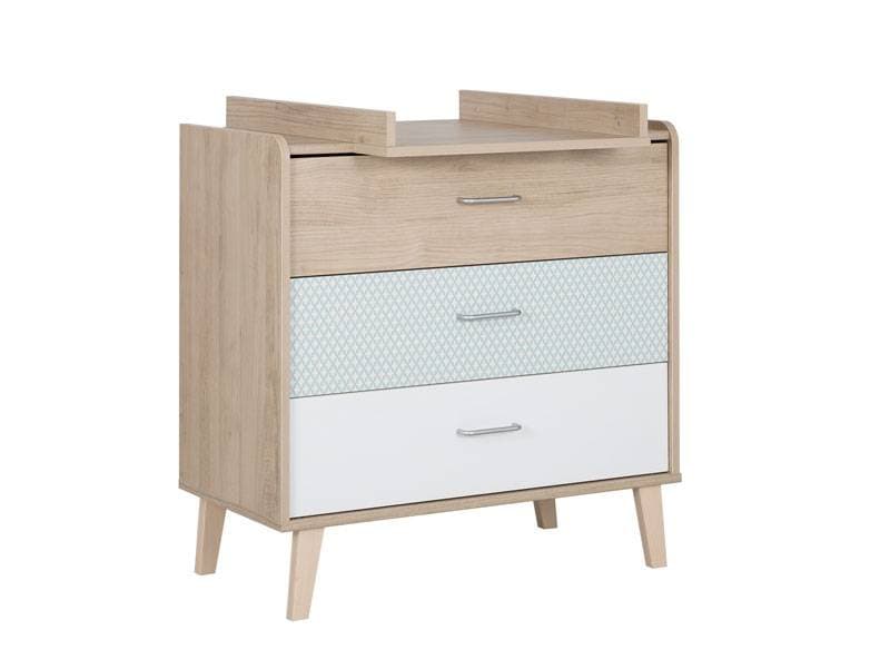 Zelie Bois Blanc Imprime Plan a Langer, chataigner naturel galipette zelie 43282 — vue 2 sur 2