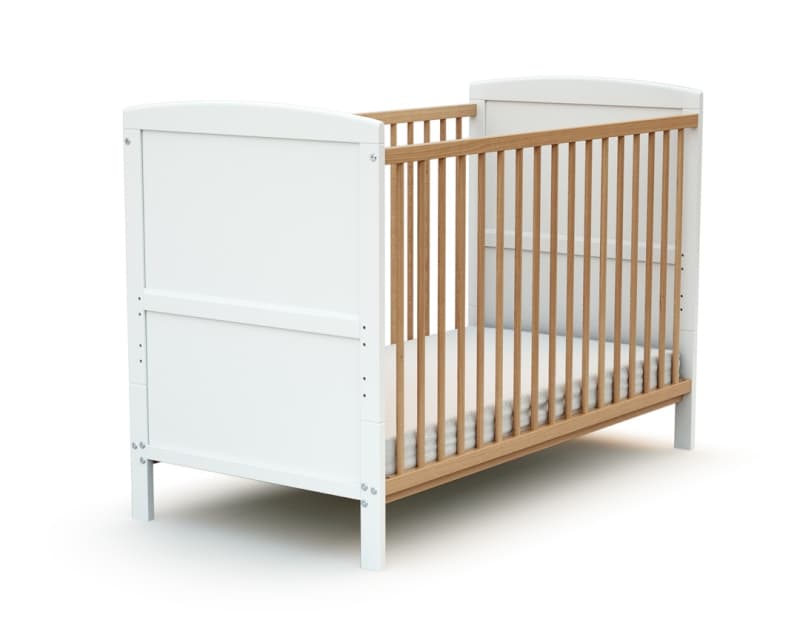Lit Bebe Evolutif, blanc et hetre verni 60x120cm essentiel at4 ah 24 — vue 2 sur 5