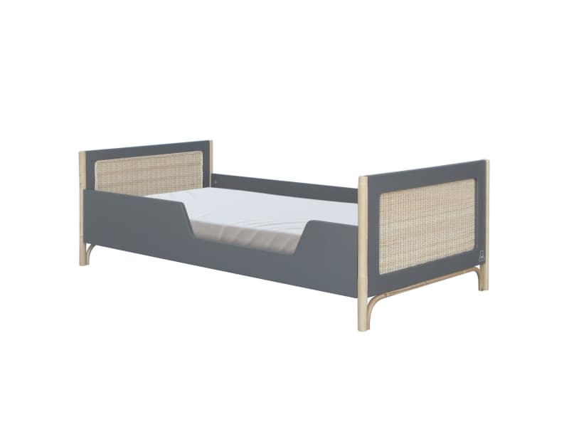 Oceania Lit 70x140 Evolutif Pieds en Canne de Rotin et Facades de Lit Tressag, théo silex — vue 2 sur 3