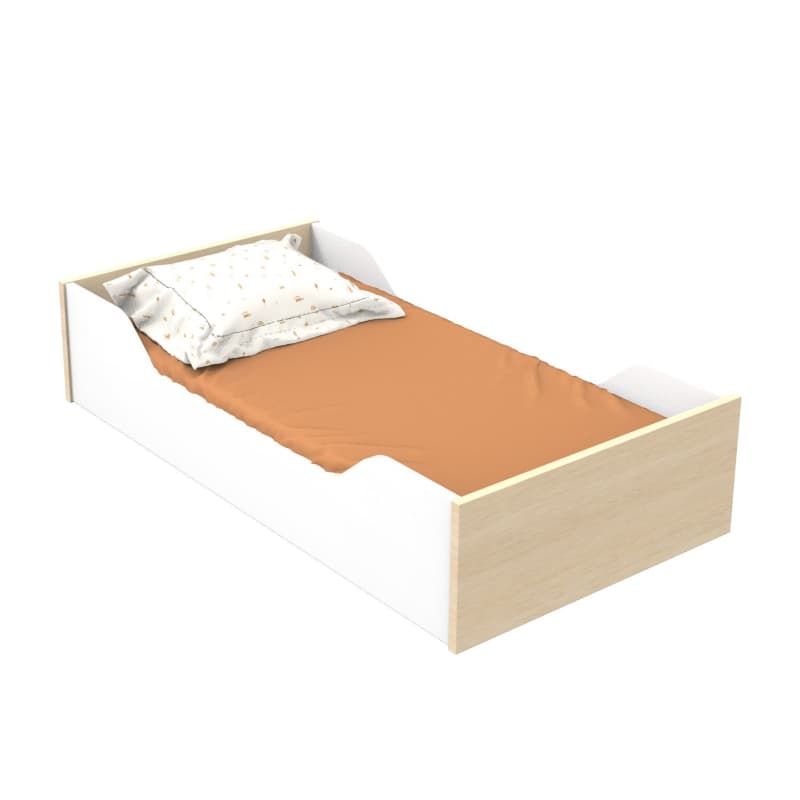 Little Big Bed 140x70, nature meuble chêne velours - blanc — vue 1 sur 2