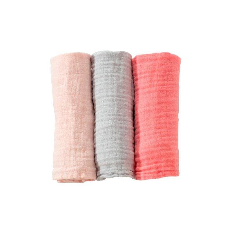 Langes Pastel - Oeko Tex - 100% Mousseline de Coton Gaufree, langes et draps rose dès la naissance
