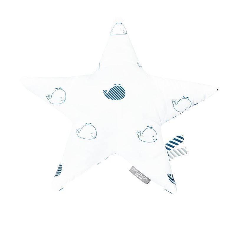 Coussin Etoile Blue Baleine, blue baleine sauthon baby deco blanc - bleu per — vue 1 sur 2