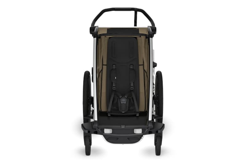 Chariot Cross 1 G3, khaki active with kids thule — vue 3 sur 5