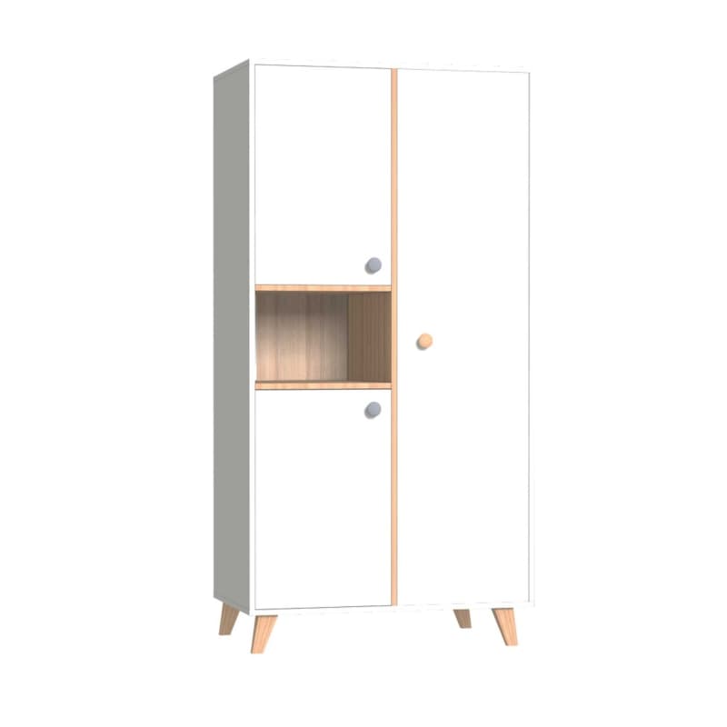 Armoire 2 Portes (2 Ptites+1gd) + 1 Niche Senja, senja domiva blanc 96x57x190
