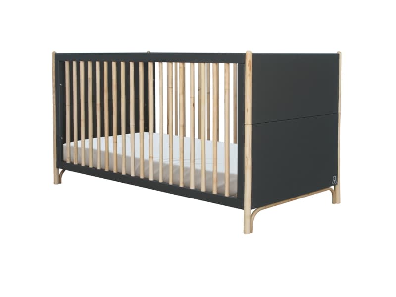 Oceane Lit 70 X 140 Cm Evolutif Pieds et Barreaux en Canne Rotin