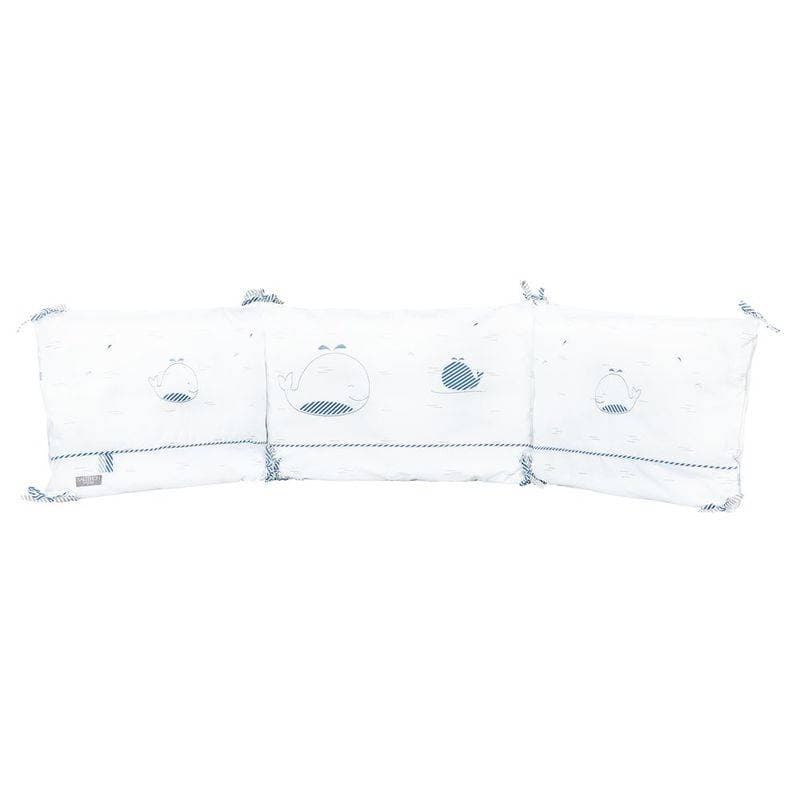Tour de Lit Blue Baleine, blue baleine sauthon baby deco blanc - bleu - gris