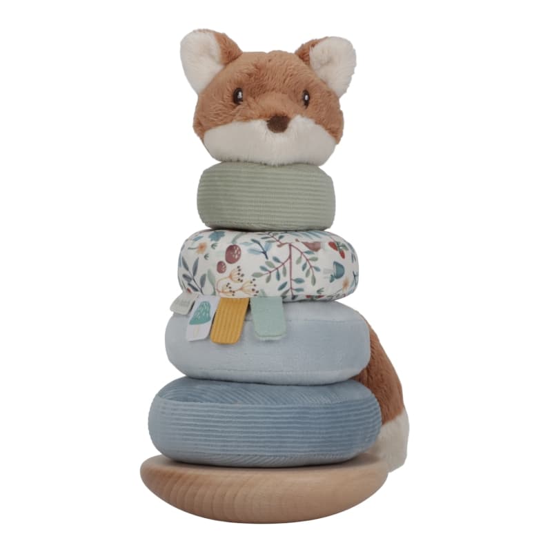 Renard a Empiler Doudou et Bois Fsc, marron beige vert bleu bois forest friends little dutch — vue 1 sur 2