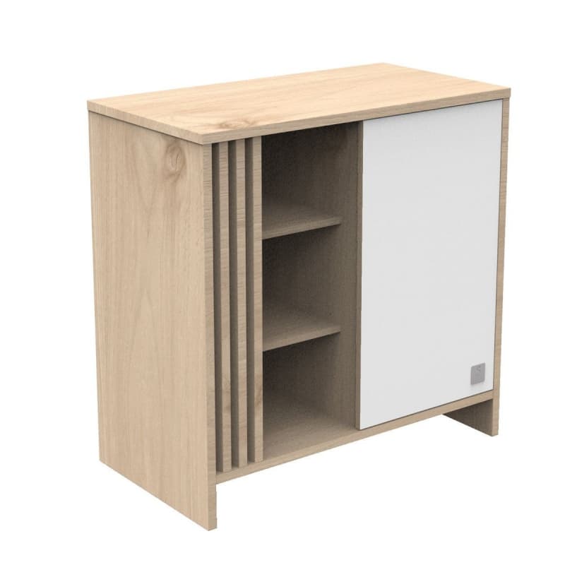 Commode 1 Porte Blanc, tokyo meuble chêne suave - blanc — vue 3 sur 5