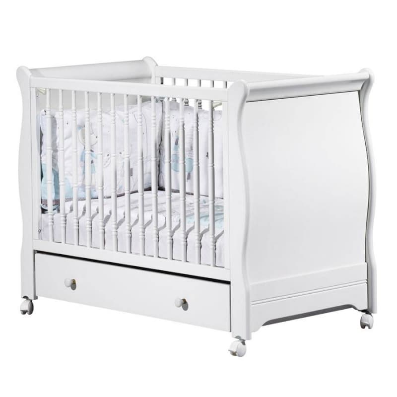 Lit Bebe Galerie Coulissante, Panneaux Galbes Elo, elodie blanc sauthon signature blanc l125 h94 p67 — vue 3 sur 3