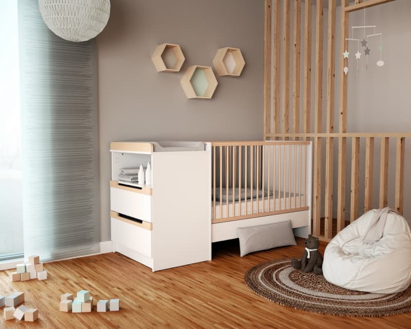 Lit Combine Evolutif, carrousel at4 blanc et hêtre verni taille unique ah 24 — vue 3 sur 4