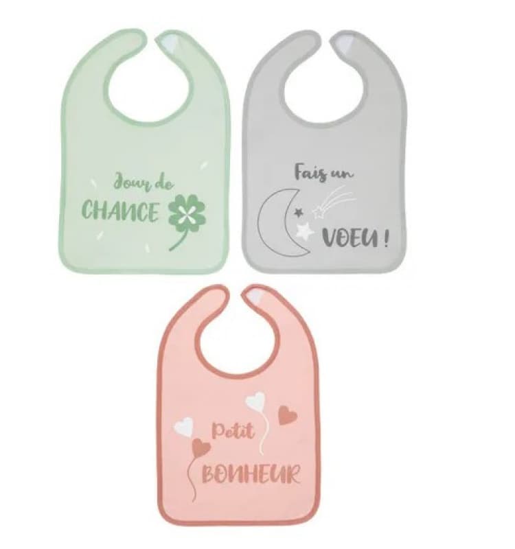 Lot de 3 Bavoirs, 1er age-chance-25x36
