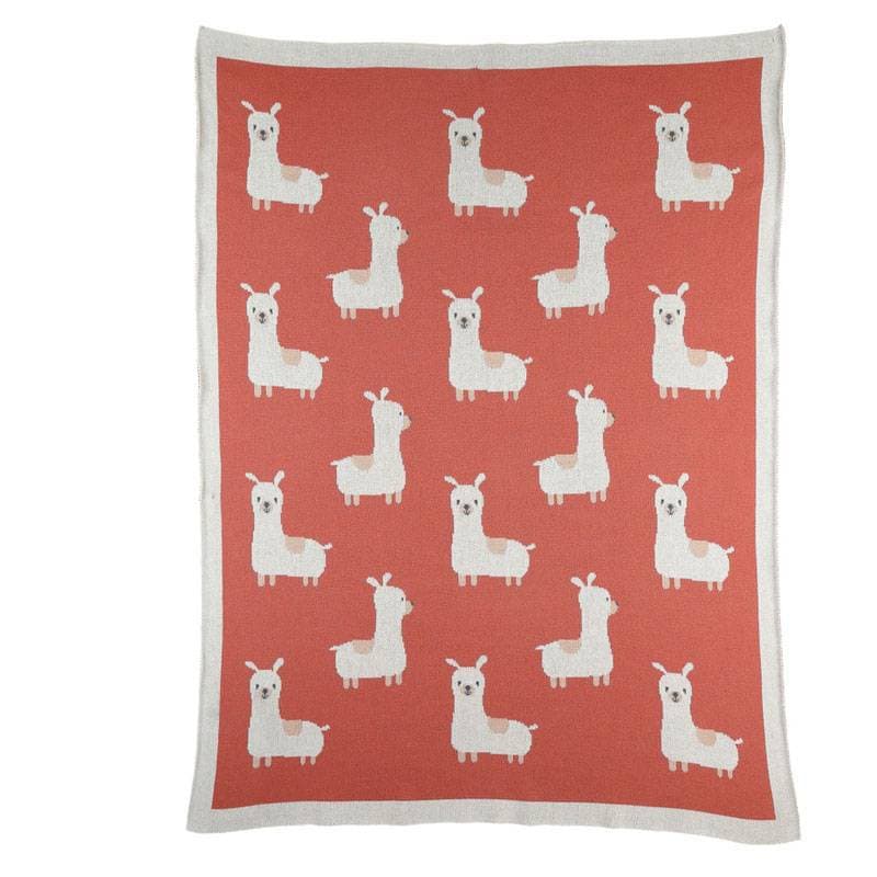 Couverture en Tricot Jacquard Moris Sacha, orange permanent — vue 1 sur 5