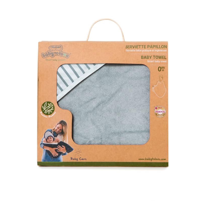 Serviette Papillon - Blue Stripes - Bambou, babytolove per — vue 2 sur 2