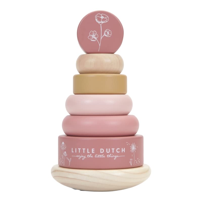 Ld Pyramide Anneaux en Bois - Pink Flowers, wild flowers little dutch 2021 — vue 2 sur 3