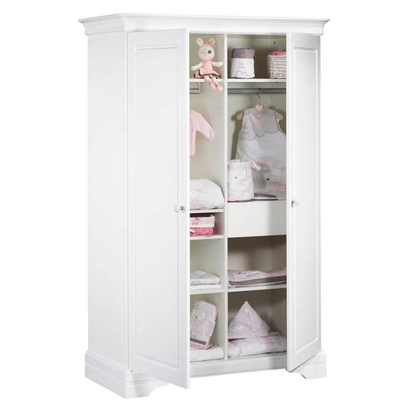 Armoire 2 Portes Elodie Blanc, elodie blanc sauthon signature blanc l 121 h 191 p — vue 3 sur 3