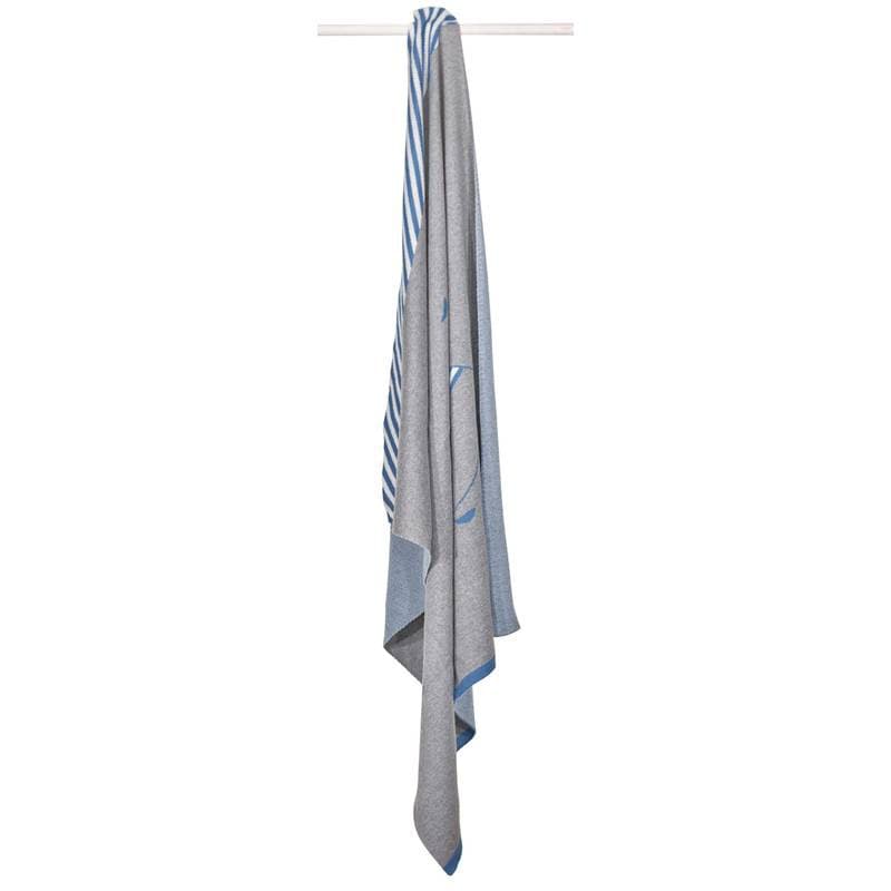 Couverture Maille 80x100cm Blue Baleine, blue baleine sauthon baby deco gris - bleu - blanc — vue 1 sur 3