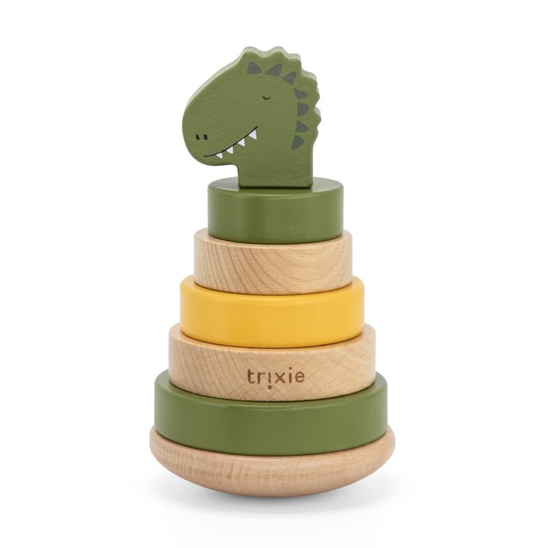 Tour a Empiler en Bois, vert mr. dino trixie — vue 1 sur 3