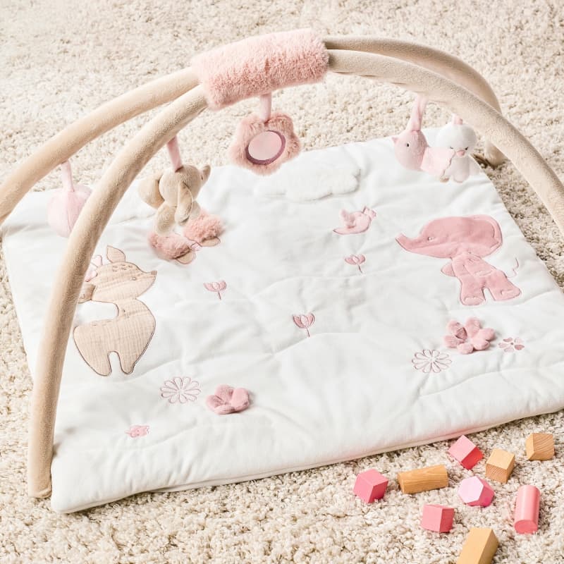 Tapis d'Eveil avec Arches, blanc/sable/rose fanfan nattou 25/07 — vue 3 sur 7