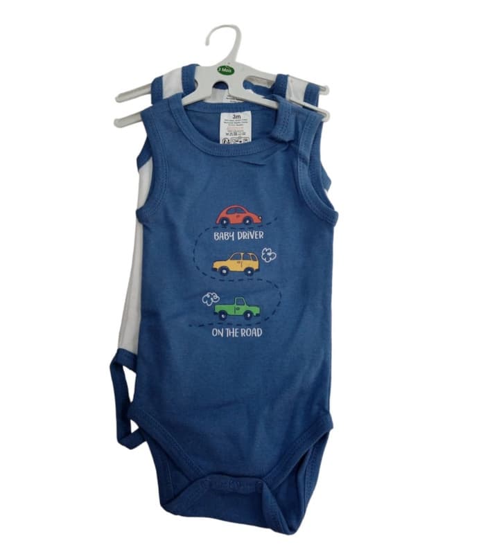 2 Bodys Bretelle 3-24m Gris/bleu — vue 1 sur 2